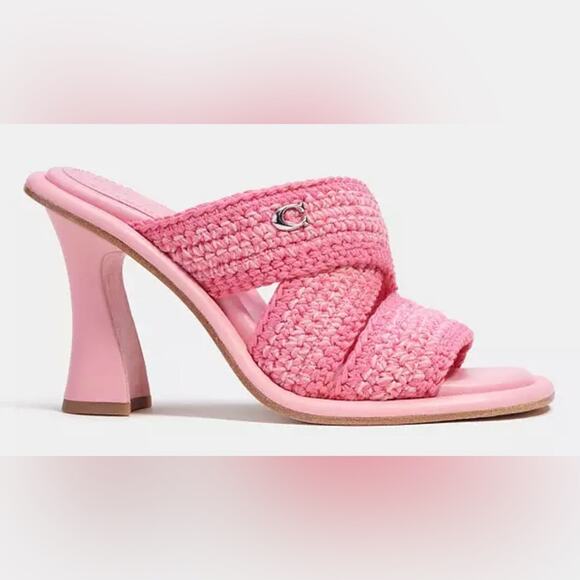 Coach Shoes - COACH Crocheted Pink Heels, Cottagecore, Leather and Fabric, 2.25” Heel, Size 9
